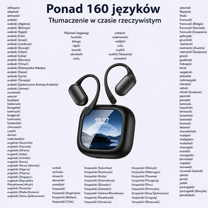 Słuchawki tłumaczące AI z Ekranem
